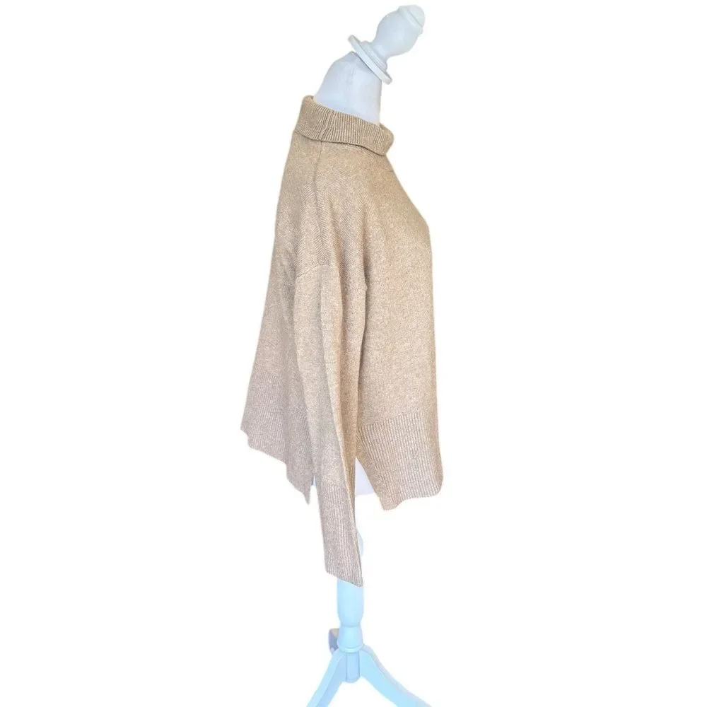 Banana Republic Wool Blend Turtleneck Sweater Boxy Oversized Beige Womens Small